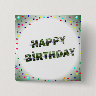 Birthday 15 Cm Square Badge