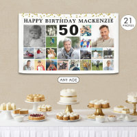 Birthday 21 Photo Collage Gold Confetti Custom