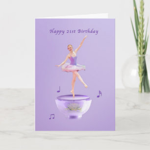 Birthday, 21st, Music Box Ballerina Card