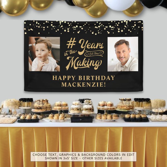 Birthday 2 Photos Years in the Making Black Gold Banner (Creator Uploaded)