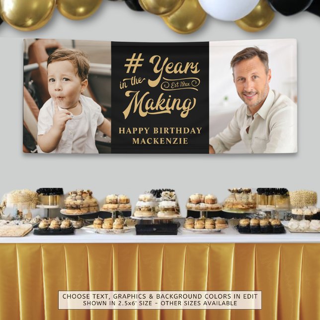 Birthday 2 Photos Years in the Making Black Gold Banner (Creator Uploaded)