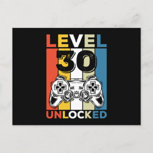 Birthday 30th Level Unlocked 30 Gaming Vintage Postcard