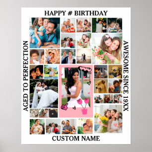 Birthday 31 Photo Collage Custom Personalised Poster