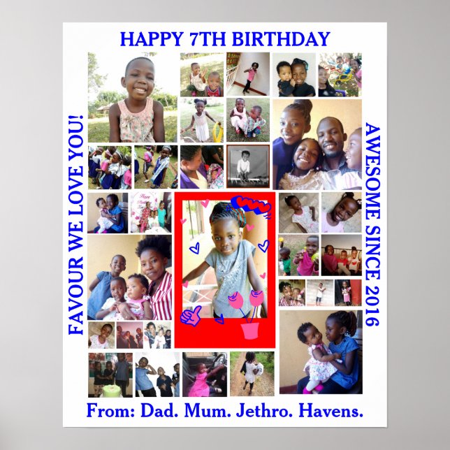 Birthday 31 Photo Collage Custom Personalised Poster (Front)
