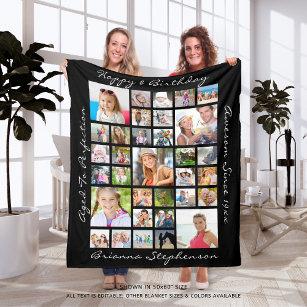 Birthday 33 Photo Collage Personalised Custom Fleece Blanket