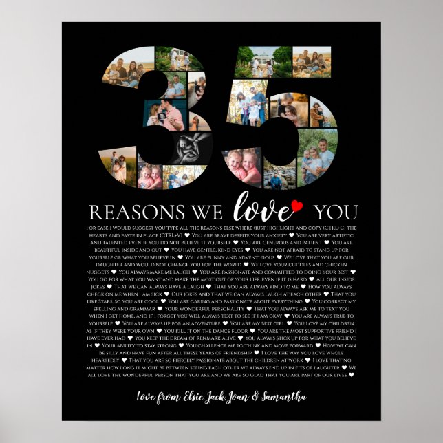birthday 35 reasons why we love you photo collage poster (Front)