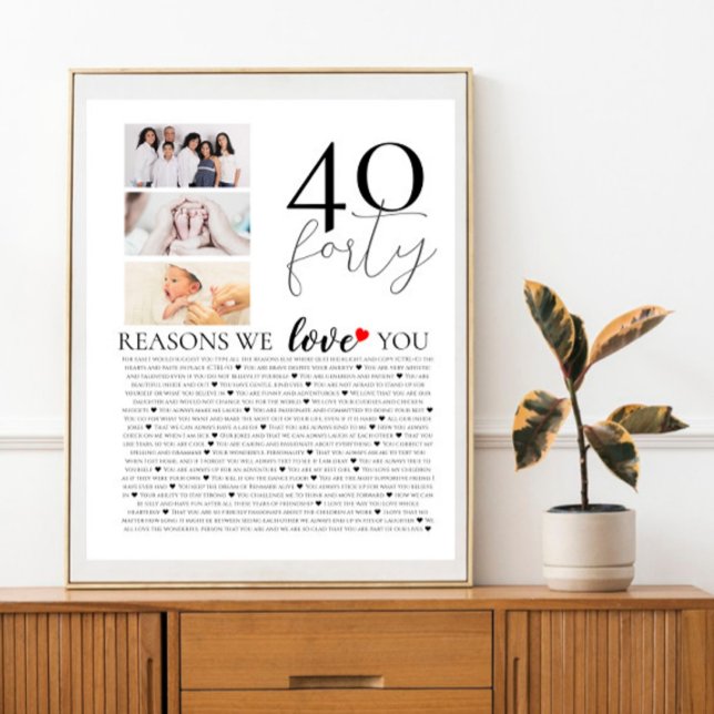 birthday 40 Reasons I Love You Photo collage Poster (Creator Uploaded)