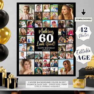 Birthday 42 Photo Collage Making Age Look Good Poster