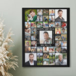 Birthday 43 Photo Collage Name Age EST Year Black Faux Canvas Print<br><div class="desc">Easily create a birthday photo memories 16x20 faux canvas print as a commemorative keepsake utilising this easy-to-upload photo collage template with 43 square pictures through the years to celebrate any age birthday for him or her. The editable title suggests HAPPY BIRTHDAY and is personalise with their name, birth year and...</div>