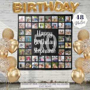 Birthday 48 Photo Collage Personalised Tapestry