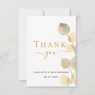Birthday 50 golden eucalyptus elegant thank you card
