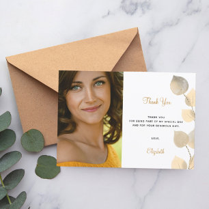 Birthday 50 golden eucalyptus gold modern thank you card