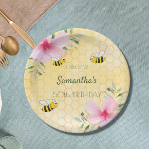 Birthday 50 party happy bumble bees honeycomb paper plate