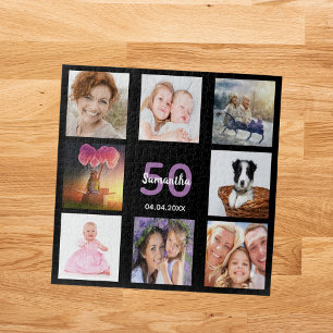 Birthday 50 photo collage black woman jigsaw puzzle