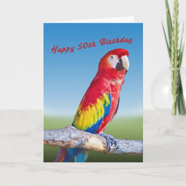 Birthday, 50th, Macaw Parrot Card (Front)