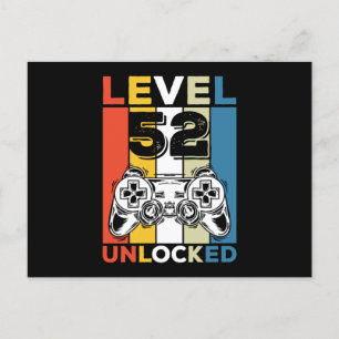 Birthday 52nd Level Unlocked 52 Gaming Vintage Postcard