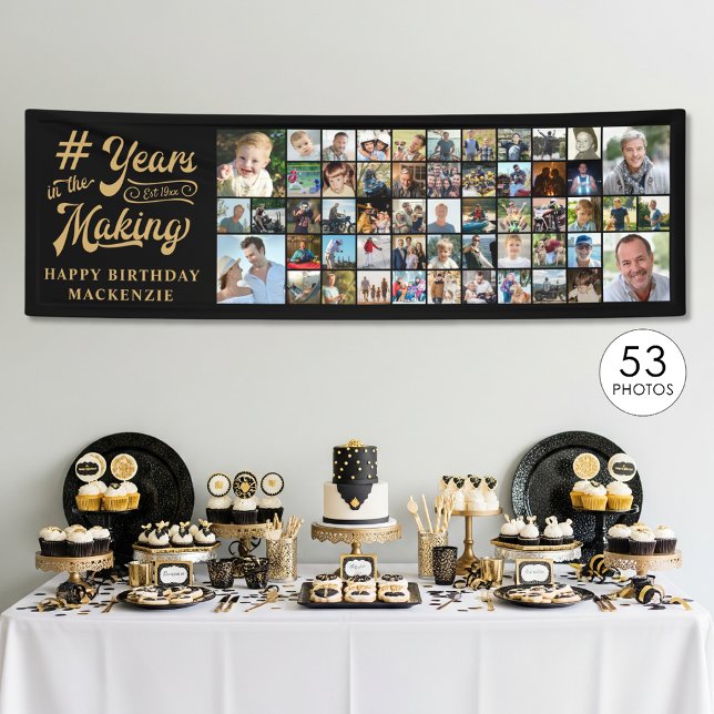 Birthday 53 Photo Collage Years in the Making Banner (Creator Uploaded)