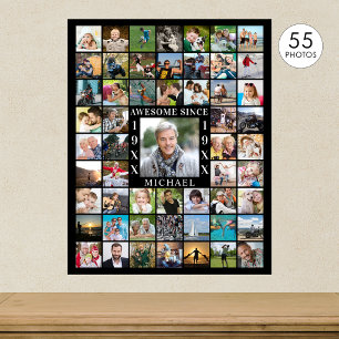 Birthday 55 Photo Collage AWESOME SINCE Poster