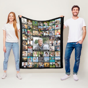 Birthday 55 Photo Collage AWESOME SINCE Year Fleece Blanket