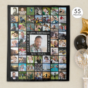 Birthday 55 Photo Collage Backdrop Tapestry