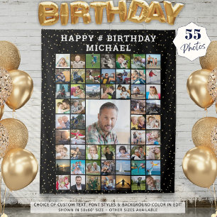 Birthday 55 Photo Collage Confetti Custom Colour Tapestry