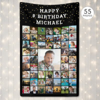 Birthday 55 Photo Collage Custom Text and Colour