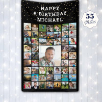 Birthday 55 Photo Collage Custom Text and Colour