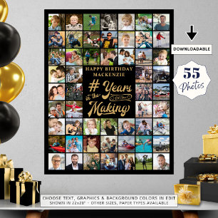 Birthday 55 Photo Collage Years in the Making Poster