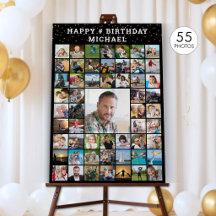 Birthday 55 Photo Collage Your Text and Colour