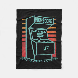 Birthday 5 Year Old Retro Gamer Level Up Unlocked Fleece Blanket