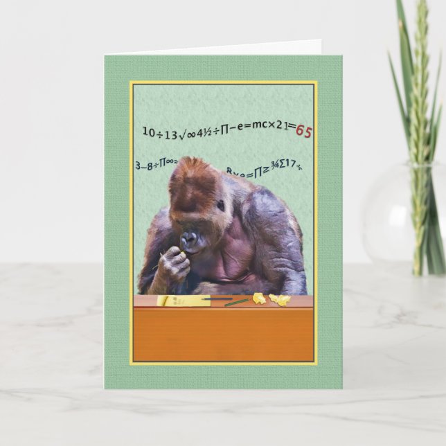Birthday, 65th, Gorilla at Desk Card (Front)