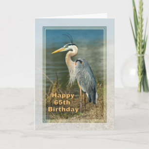 Birthday, 65th, Great Blue Heron Bird Card