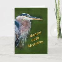 Birthday, 65th, Great Blue Heron Bird Note Card