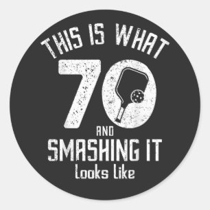 Birthday 70 Years Old Love Pickleball Classic Round Sticker