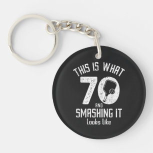 Birthday 70 Years Old Love Pickleball Key Ring
