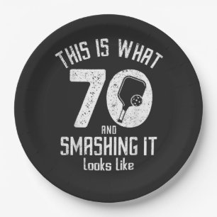 Birthday 70 Years Old Love Pickleball Paper Plate