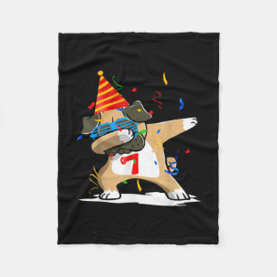 Birthday - 7 Years Dabbing Pug Dog Lover Fleece Blanket