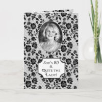 Birthday - 80 - Photo Insert - Black/White Floral