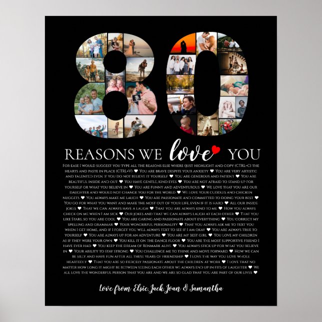 birthday 80 reasons why we love you grandparent poster (Front)