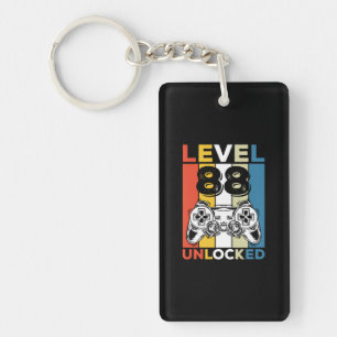Birthday 88th Level Unlocked 88 Gaming Vintage Key Ring