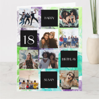 BIRTHDAY 8 photos personalise Folded Greeting Card