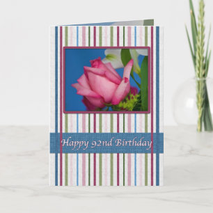 Birthday, 92nd, Red Rose Card