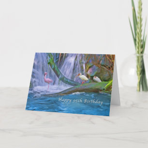Birthday, 95th, Tropical Waterfall, Birds Card
