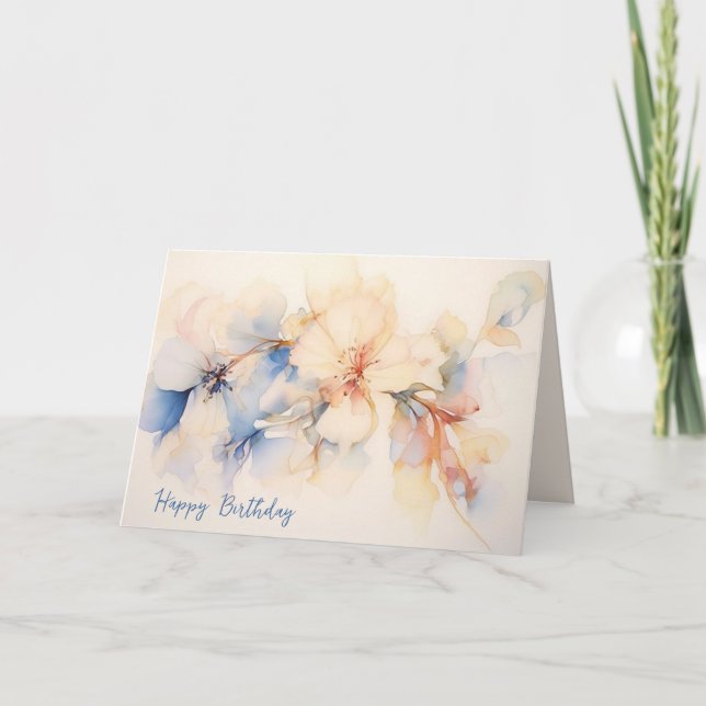 Birthday Abstract Dogwood Flowers  Card (Front)