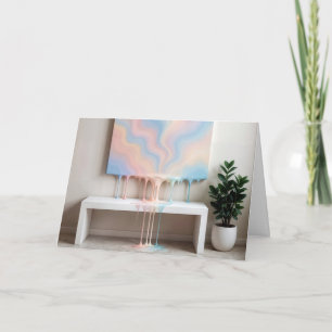 Birthday Abstract Painting Dripping on a Bench  Card
