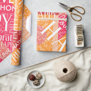 Birthday Add Long Name Colour Block Orange ID274 Wrapping Paper