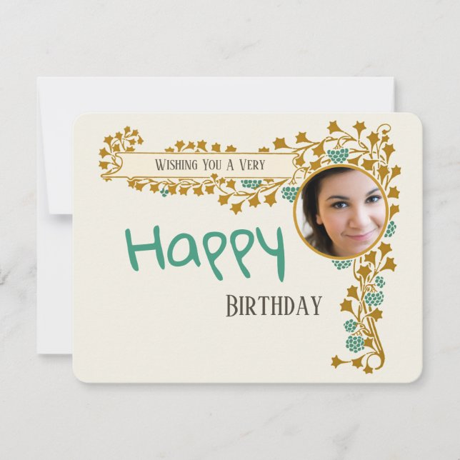 Birthday Add photo Art Nouveau CC1016 Card (Front)