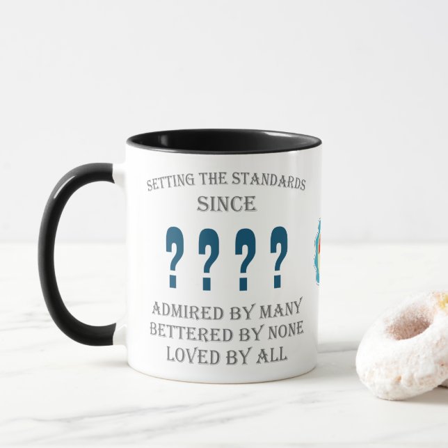 Birthday Add Year Name Date Love Dad Family Blue Mug (With Donut)