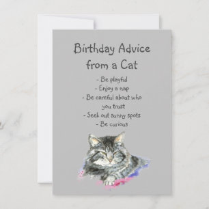 Birthday Advice from a Cat Fun Animal Humour