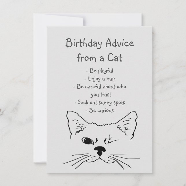 Birthday Advice from Winking Cat Fun Animal Humour (Front)